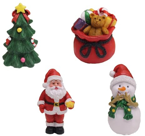 DVOFU 4Pieces Christmas Fish Aquarium Decoration Resin Xmas Holiday Theme Micro Landscape Festive Addition to Your Tank for Aquatic Cave