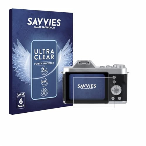 Savvies 6 Stück Schutzfolie für Rollei Powerflex 10x Retro Displayschutz-Folie Ultra-Transparent