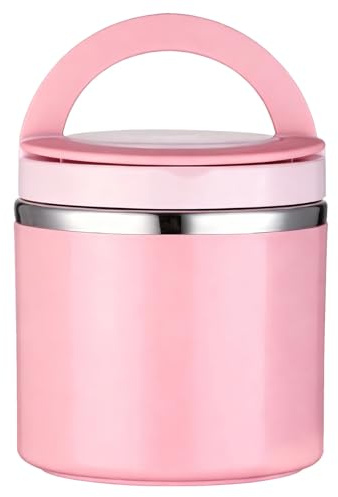 TASBER Thermos Food Flask for Hot/Cold Food, 630ml Stainless Steel Double Walled Insulated Jar Leakproof, Portable Leak Proof Soup Flask for School Offise Picnic Travel (Pink)