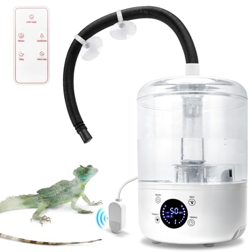 Toowell Reptilien Luftbefeuchter Nebler,4L Reptilien Nebler mit Feuchtigkeitssensor,3 einstellbare Nebelstufen,Timer,Fernbedienung,Reptilien Sprühgerät für Reptilien Amphibien Schlangen Terrarium