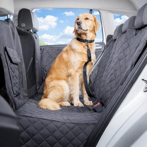 BigDean Autoschondecke Hund Rücksitz mit Sichtfenster & Seitenschutz | Wasserdichte Hundedecke Auto Rückbank aus 600D Oxford Rutschfest Kratzfest teilbar als Hängematte für SUV Kombi & Kleinwagen