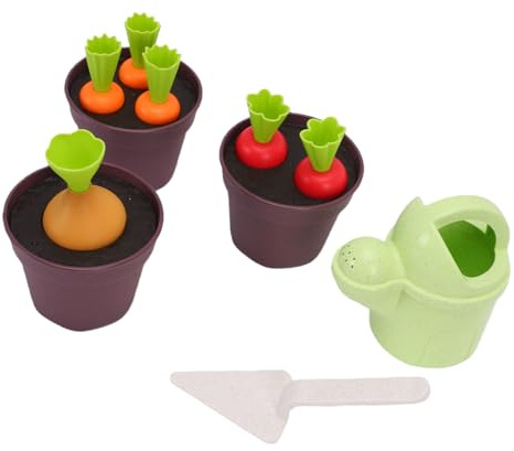 Julihai Toddler Gardening Set, Lifelike Vegetables Watering Can Shovel with Wheat Straw Material for Kids Planting Play