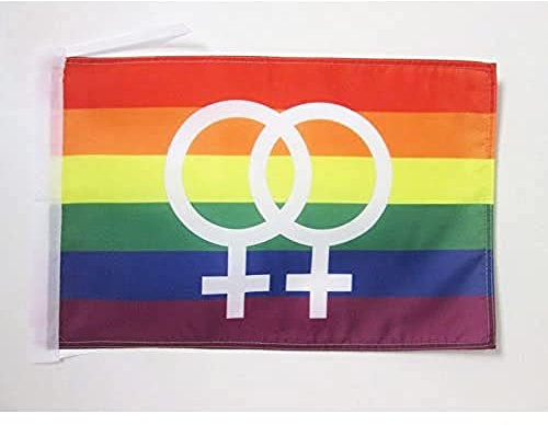 AZ FLAG - Drapeau Arc-en-Ciel Double Venus Grand - 45x30 cm - Pavillon Lgbt - Lesbien - Rainbow 100% Polyester Avec Deux Cordelettes - 20g