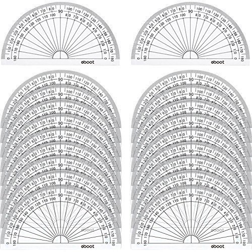 Kunststoff Winkelmesser 180 Grad Winkelmesser für Winkel Messung Student Mathematik, 4 Zoll, Klar, 20 Stück