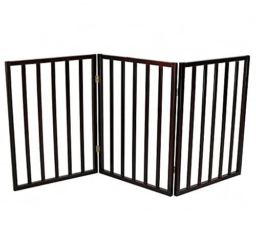 Oypla Dark Brown Dog Safety Folding Wooden Pet Gate Portable Indoor Barrier