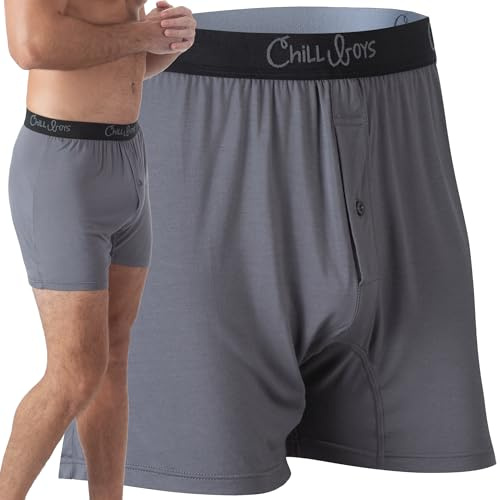 Chill Boys Viscose from Bamboo Boxers for Men - Cool Comfortable, Soft Breathable Men's Underwear - Boxer Shorts, Grey, XL