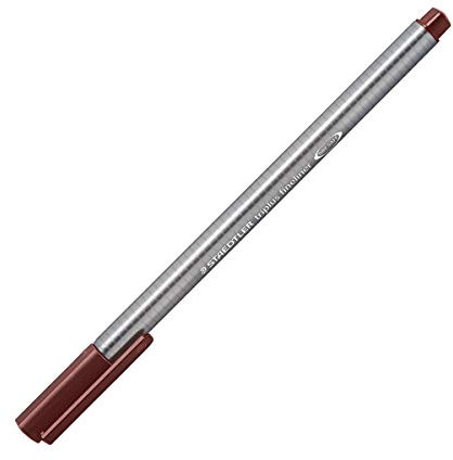 STAEDTLER 334-75 Fineliner triplus (ergonomische Dreikantform, hohe Qualität, superfeine Spitze, Linienbreite 0,3 mm, Set mit 10 Stück) schokoladenbraun