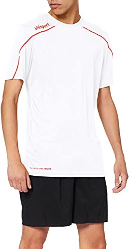 Uhlsport Stream 22 Short Sleeve Jersey Junior, Dark Grey Melange/Black, Moisture Wicking Crew Neck Dry Tech Kids, Size 34/36