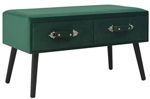 vidaXL Bank mit Schubladen Sitzbank Flurbank Truhenbank Polsterbank Sitzhocker Sitzwürfel Sitztruhe Aufbewahrungsbox Couchtisch Nachttisch 80cm Grün Samt