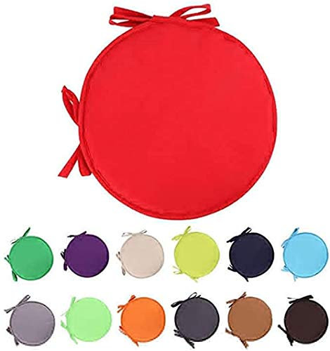 Nicole Knupfer 4er Set Sitzkissen Kissen Rund Filz Waschbare Stuhlkissen für Indoor Outdoor Schalenstuhl Sitzauflage Abnehmbarer (Rot,38 cm Durchmesser)