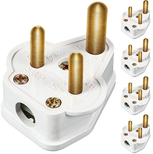 5 Amp Round Pin Plugs Mains 3 Pin Lighting Plugs for Stage Lighting Lamp (5, White)