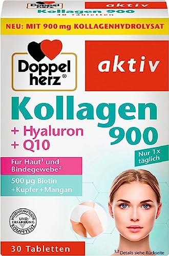 Doppelherz Tabletten mit Kollagenhydrolysat, Vitaminen, Spurenelementen und Coenzym Q10 Nahrungsergänzungsmittel, Weiß, 30 Tabletten