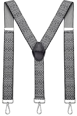 MASADA Bretelles pour hommes Mousqueton robustes 3,5 cm de large jusqu'à 195 cm de hauteur - Paisley gris
