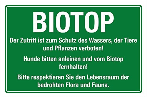 WERBEPUNKT. Schild Biotop Betreten verboten Schutz Wasser Tiere Pflanzen 3 mm Alu-Verbund 300 x 200 mm