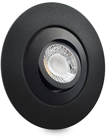 LED Einbaustrahler flach für große Lochausschnitte für einen Einbaudurchmesser von 68mm-135mm geeignet mit geringer Einbautiefe 25mm Einbauleuchte schwenkbar schwarz DSK6 neutralweiß 230V