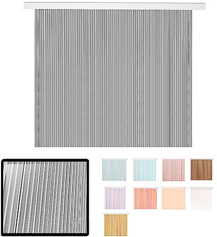 LucaHome - Cortina Puerta Exterior e Interior - Cortina de Puerta en PVC alumnio - Cortina fácil instalación - Evita Insectos y bichos (Gris Blanco, 90cm)