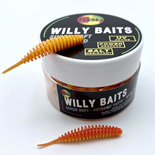 Psarás Forellen Aroma Softbaits Set Box - 38 mm - Trout Fishing Baits - Willy Baits (rot-gelb)