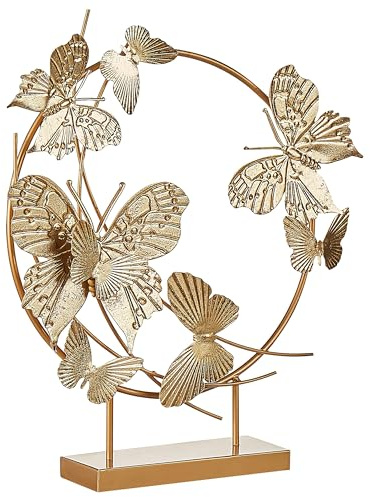 Dekofigur Eisen gold Schmetterling 48 cm auf Sockel handgefertigt Beryllium
