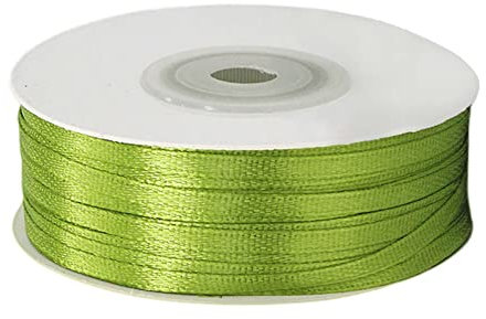 POPOYU Satinband 3mm Olivgrün,Olivgrün Band 3mm Natur,91m Dünn Geschenkband,Geschenkband und Schleifen für Geschenkverpackungen,Bastelarbeiten,Haare,Ostern,Weihnachten,Hochzeit,Luftballons