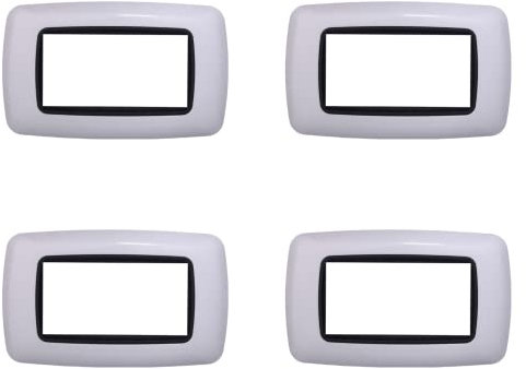 4 Pezzi Placche Compatibile Con Bticino Living, Placche Plastica Bombata (4 Posti/Moduli,Bianco)