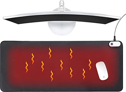 Yangers 80×33cm Heated Mouse Pad Auto Power Off Warm Desk Pad 3 Heat Levels Table Mat Electric Blanket Table Mousepad for PC Keyboard Laptop Office and Home