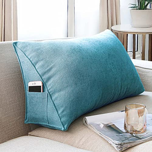 OBTUSS Cuscino triangolare da lettura, per divano e TV, 60 x 35 x 20 cm, cuscino per schienale di divano letto, con fodera rimovibile e lavabile