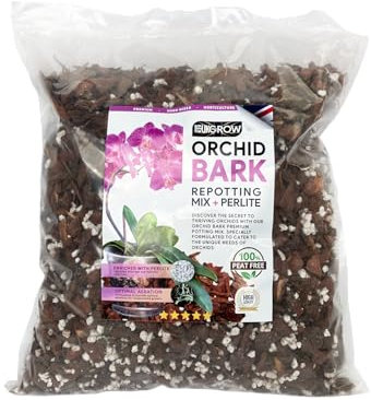 Specialized Orchid Bark Mix with Perlite - Perfect for Orchid Potting and Repotting - Enhances Drainage and Aeration (3L)