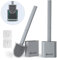 Silicone Toilet Brush Set - Toilet Cleaner Brush, Flexible Non Stick Toilet Cleaning Brush, Loo Brush and Holder, Quick Dry Silicon Toilet Brush and Holder, Bathroom Cleaning Brush (1 Pack, Grey)