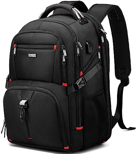 DUSLANG 50L Travel Laptop Backpack for Men Women, Extra Large Heavy Duty Carry on Backpack Airline Approved, Black