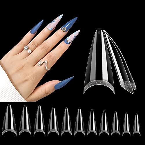 Deciniee Tips für Gelnägel, 550 Stück Nageltips Nagelspitzen Konische Quadratische Falsche Nagelspitzen, 11 Größen Professionelle Nagelverlängerung Kit für Nagelsalon und Home DIY Nageldesign