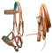 CHALLENGER Western-Zügel 77RS46 für Pferde, Leder, filigranes Blumenmuster, gebisslos, Türkis