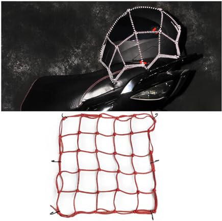 CGEAMDY Motorrad Gepäcknetz Motorrad Netz, Motorrad Gepäcknetz Nylon Spannnetz Sicherungsnetz Fahrrad Spannnetz Autodach Gepäcknetz für Befestigung Helm(Rot)