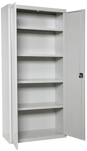Simon Rack Armario Metálico Garaje 1800x1000x400 mm - Simonlocker | 2 Puertas, 4 Estantes, Incluye 2 Llaves, Gris, Pintura anticorrosión