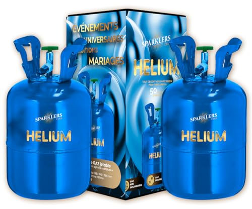 Lot de 2 Stations de Gonflage pour 100 ballons Hélium 99,9% de gaz - Bonbonne Jetable, Idéale pour des Anniversaires, Mariages et Baptêmes - Gonflez vos ballons avec SPARKLERS CLUB®