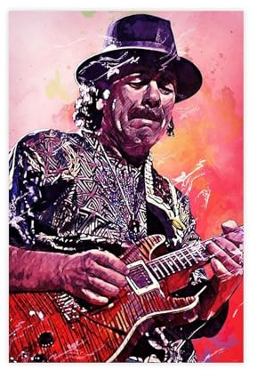 THEGIS Gitarrist Carlos Santana 6 Leinwand-Poster, Wandkunst, Dekor, Bild, Gemälde für Wohnzimmer, Schlafzimmer, Dekoration, ungerahmt, 30 x 45 cm