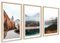 Landschaft 3er Poster Set Berge Wald Natur Braun Gold 3 Stück 50x70cm Mit Rahmen Holz | Bilder als Wanddeko, Wohnzimmer & Schlafzimmer