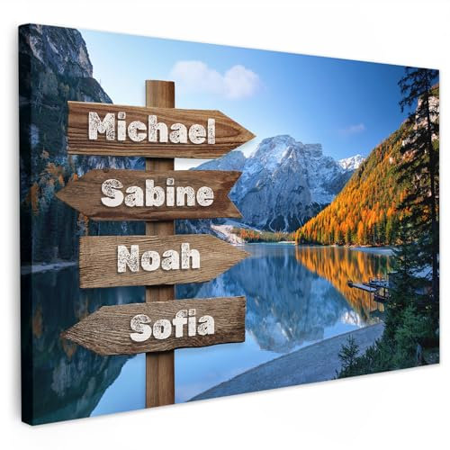 MuchoWow© Leinwandbild Foto auf Leinwand drucken lassen Groß 120x80 cm XXL Dekoration Wohnzimmer Bilder Aufhängen Wall Decoration Living Room Wohnungs Deko Moderne Wegweiser See