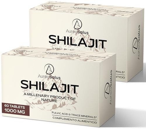 Shilajit Tabletas 30.000 mg, 60 unidades del Himalaya (1000 mg/porción), ricas en 85+ minerales y ácido fúlvico, más conveniente que la resina (60 unidad (Paquete de 2))