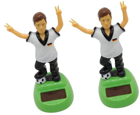 Ciieeo Solarbetriebene Fußballspieler Wackelfiguren 2 Stück aus Abs | Auto Innenraum, Armaturenbrett Ornament, Kreative Deko mit Solarenergie, für Kinder