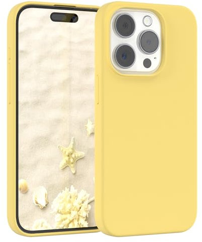 EAZY CASE Premium Silikon Handyhülle kompatibel mit iPhone 15 Pro Slimcover mit Kameraschutz und Innenfutter, Silikonhülle, Schutzhülle, Bumper, Handy Case, Hülle, Softcase, Gelb