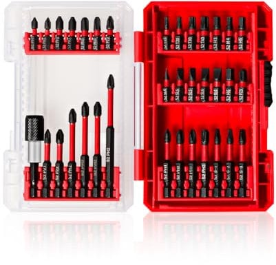 YOSIGHT 35-teiliges Schraubendreher-Bit-Set S2-Stahl Schraubendreher Impakt-Set mit Aufbewahrungsbox, geeignet für elektrische Schraubendreher und Akku-Bohrmaschinen