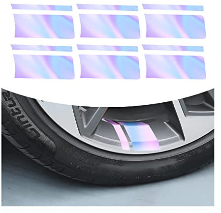 Adunsiaoto 6 Stück Reflektierende Rad Felgenstreifen Aufkleber für Auto, Felgenstreifen Reflektierende Aufkleber für Auto, Reflektierende Felgen Aufkleber(Farbverlauf)