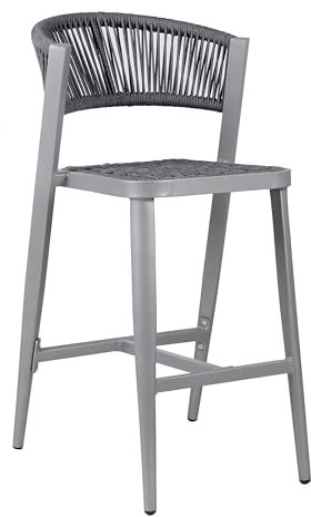 BrackenStyle Rope Weave Bar Chair - Commercial Durable Rope Seat Robust Metal Frame for Indoor/Outdoor Use - Grey