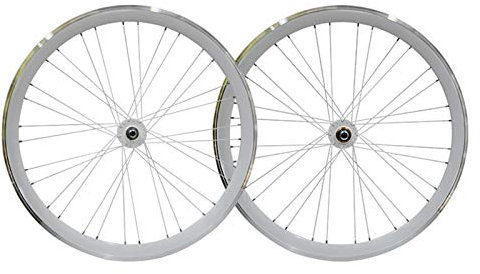 WQZStar 700C Fixed Gear Fahrrad-Laufradsatz, 40 mm Fixie-Fahrrad, Vorder- und Hinterräder, Aluminiumlegierung, V-Bremse, Rückwärtsfahrt, Rückwärtsbremse (weiß)