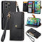 VEEMOS Zipper Wallet Case for Apple iPhone 14 Pro Phone Case with Purse Card Holders RFID Blocking Leather Flip Case Book Cover Wrist Strap Women - Black