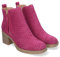 shoes&blues.es 83781 Botines de Mujer Primavera Verano Elegantes y Comodos con Tacon Ancho, Diseno Perforado con Doble Cremallera Lateral con Fleco, Ideal para Cualquier Ocasion. Fucsia Talla 36