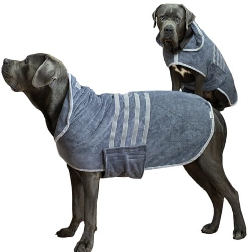SNIFFLS Premium Hunde Bademantel - Hundebademantel große Hunde (Größe XXL) - flauschig & maschinenwaschbar bei 40° - für Winter & Sommer
