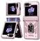 LIUKM Cover per Samsung Galaxy Z Flip 6 Custodia, Samsung Galaxy Z Flip 6 Custodia Antiurto Scorrevole Protezione Fotocamera Custodia con 360°Rotante Anello Supporto TPU+PC Cover- Oro rosa
