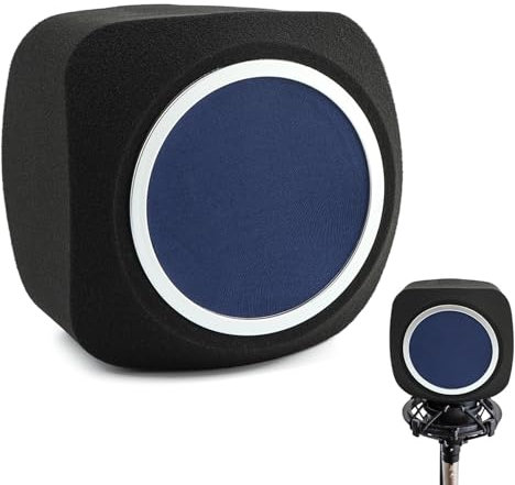 Professional Microphone Isolation Shield with Pops Filter, Reflection Mic Filter for Recording Studios, Sound-absorbing Foam for Noise and Reflection Reduction(COLOR:Blue)