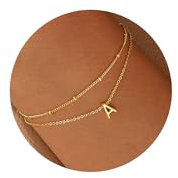 TINGN Armband Damen - 18K Gold Gefülltes Layered Armband Mit Buchstaben A, Personalisiert Charm Armkette, Schmuck Geschenke für Frauen Teenager Mädchen
